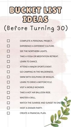 Printable Bucket List Ideas Before Turning 30 20 Things To Do In Your 20s, Unique Bucket List Ideas, Easy Bucket List Ideas, Life Bucket List Ideas, Turning 40 Bucket List, Bucket List Notebook