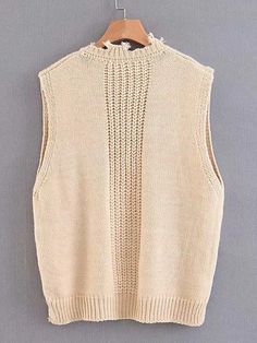 Wear your patches with pride, add more if you like. This sweater vest will get people talking. It's unique and looks a little tattered. Pairs great with a cropped turtleneck or even just show your brave side and go out with just a bralette underneath. Details: Beige Material: Cotton/Poly Blend Deep V-neck High/Low Hem One Size Only (SM/MED) Bust 42.5 Length 18.0 - 23.75 Beige Crew Neck Vest For Fall, Fall Cotton Crew Neck Sweater Vest, Casual Turtleneck Vest For Spring, Casual Turtleneck Knit Vest, Basic Streetwear, Knit Poncho Sweater, Cropped Turtleneck, People Talking, Ticking Stripe