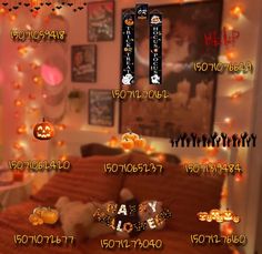 Bloxburg Halloween/fall decals Bloxburg Halloween Decals, Bloxburg Halloween, Winter House Exterior, Fall Decal, Roblox Image Ids, House Decals