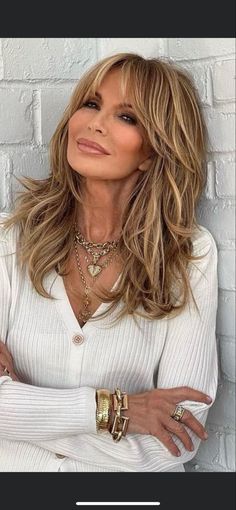 Blond Long Layered Haircuts, Medium Hair Styles With Highlights, Jalo Hairstyles, 2023 Hair For Women, Hair Styles For Women Over 50 Brunette, 2023 Updo Trends Casual, Women Over 50 Hairstyles Long, Best Hair Style For Round Face Over 40 Long Hair, Mid Length Hair With Layers Face Frame