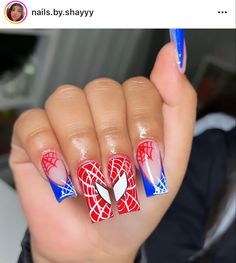 Short Spider Man Acrylic Nails, Spiderman Natural Nails, Spidey And His Amazing Friends Nails, Blue Spider Man Nails, Spiderman Nails Acrylic Short, Short Spider Man Nails, Easy Character Nails