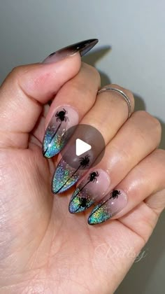 Vettsy on Instagram: "🌈🕷️Black Holo Cat Eye with Spider Nails 💅 Save for Halloween 👻

🛒Products Used:
✨Rainbow Cat Eye Gel
✨Hema-Free Gel-Glazy
✨Solid Gel-14 Nightdream
✨Sponge Ombre Pen Pro

💅 Press-On Nail Set-Black Spider 🕷️@vettsybeauty

👉 Shop the same nail supplies via my bio or visit vettsy.com

Follow @vettsystore & @vettsynails for more nail inspiration 🧚‍♀️

👭Tag friends who would like this👭

#vettsynails #nailsathome #spidernails #holographicnails #holonails #cateyenails #frenchnails #halloweennails #halloweennailart #easynailart #nailinspo #nailtrends" Cat Eye Halloween Nails, Glitzy Nails, Dead Nails, Spider Nails, Basic Nail, Holo Nails, October Nails, Tag Friends, Cat Eye Gel