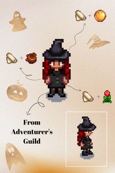 an old - school pixel art poster with the title from adventurer's guide