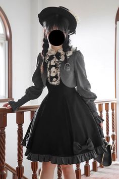 Fabric: Polyester Color: Black Sleeve Length: Long Sleeves Waist: High Waisted Feature: Print, Ruffle, Stitching, Two-In-One Style: Gothic, Elegant Include: Dress*1 (Any of the accessory is not included.) Size (IN) Bust Waist Sleeve Length Shoulder Width Back Length XS 33.07 24.80 25.20 12.99 33.46 S 34.65 26.38 25.59 13.39 34.25 M 36.22 27.95 25.98 13.78 35.04 L 37.80 29.53 26.38 14.17 35.83 XL 39.37 31.10 26.77 14.57 36.61 Size (CM) Bust Waist Sleeve Length Shoulder Width Back Length XS 84 63 64 33 85 S 88 67 65 34 87 M 92 71 66 35 89 L 96 75 67 36 91 XL 100 79 68 37 93 Pastel Goth Fashion, Style Gothic, Medieval Dress, Gothic Outfits, Lolita Dress, Book Decor, Lolita Fashion, Goth Fashion, Fashion Styles