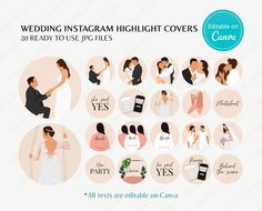 the wedding instagramm highlight covers are available for use on cameras and digital devices