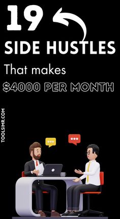 two men sitting at a table talking to each other with the words side hustles that makes $ 4800 per month