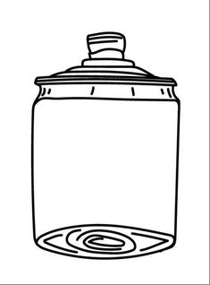 a black and white drawing of a jar