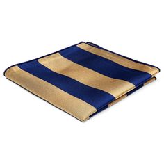 Featuring luxurious wide gold and navy stripes, this lustrous pocket square adds a refined finish to your outfit. Crafted from smooth soft silk that doesn’t bulge in your pocket. Solid navy blue outer trim. Pocket Square Rules, Pocket Square Guide, Pocket Square Styles, Pocket Square Pattern, Pocket Square Wedding, Wing Boots, Floral Pocket, Silk Pocket Square, Jewelry For Men