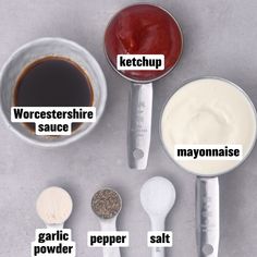 the ingredients to make ketchup are shown here