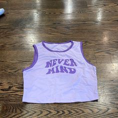 Shein Never Mind Tank Never Worn Before. No Tags Attached. Cropped High-Neck Baby Tank Fit. Super Retro. Refer To Second Picture For Shade Of Purple! Cute Sleeveless Crop Top With Letter Print, Purple Y2k Tank Top For Spring, Purple Sleeveless Top With Graphic Print, Purple Graphic Print Sleeveless Tops, Purple Sleeveless Graphic Print Top, Casual Purple Crop Tank Top, Casual Purple Crop Top Tank, Trendy Purple Cotton Crop Top, Trendy Purple Crop Tank Top