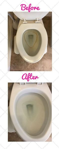 before and after pictures of a toilet bowl