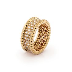 VCARO3Y900 - Perlée diamonds ring, 3 rows - Van Cleef & Arpels Van Cleef And Arpels Jewelry, Van Cleef & Arpels, Clover Ring, Golden Beads, 18k Gold Bracelet, Van Cleef And Arpels, 18k Gold Necklace, 18k Gold Earrings, Diamonds Ring