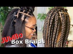 ***HIGHLY REQUESTED*** JUMBO BOX BRAIDS TUTORIAL | RUBBERBAND METHOD - YouTube Jumbo Box Braids Tutorial, Rubber Band Box Braids, Box Braids Tutorial, Kids Box Braids, Large Box Braids, Braids Tutorial, Braids Pictures, Big Box Braids, Short Box Braids