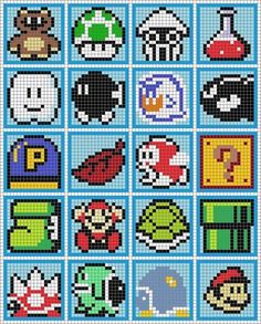 an image of pixel art with many different colors and patterns on it's sides