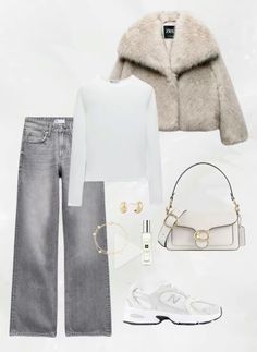 London Outfit Inspo Winter, Outfits With White Jacket, Outfit Ideas Winter Aesthetic, New York Outfits, Winter Fashion Outfits Casual, Winter Fits, Autumn Outfit, Basic Outfits