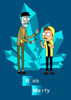 rick and mort cartoon character with blue background