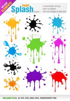 colorful paint splashs set - miscellaneous objects / items that are not available for purchase