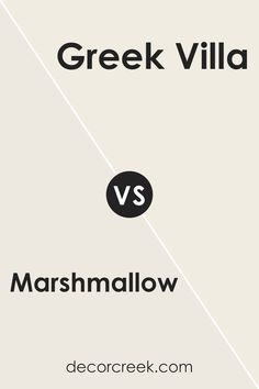 Marshmallow SW 7001 by Sherwin Williams vs Greek Villa SW 7551 by Sherwin Williams Off White Paint Colors, Greek Villa, Painting Trim White, Trim Paint Color, Peaceful Space, Greek Villas, Best White Paint, Off White Paints