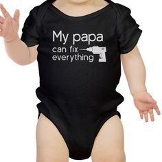 My Papa Fix Black Cute Baby Bodysuit Unique – chakrashealing.com My Papa, Snap Fasteners, New Dads, Baby Shirts, Mens Activewear, Womens Activewear, Baby Bibs, Perfect Shirt