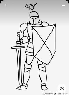 Knight Simple Drawing, Drawings Of Knights, Easy Knight Drawing, How To Draw A Knight, Knight Drawing Cartoon, Knight Drawing Easy, Medieval Knight Drawing, Knights Drawing, Knight Doodle