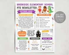 the brochure for brookside elementary school's halloween photo contest is shown