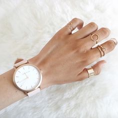 Fifth customer Steph wearing her Rose-Gold & Peach watch with stacked rings. The Fifth Watches // Minimal meets classic design: http://www.the5th.co Stacked Rings, Jewelry Tips, Jewelry Inspo, Watches Jewelry, Girly Girl, Cool Watches, Cute Jewelry, Daniel Wellington, Gold Watch