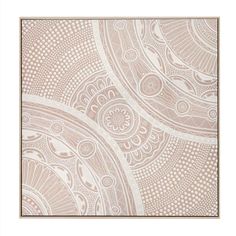 a beige and white wallpaper with an intricate design on the bottom half of it