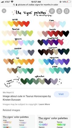 an iphone screen showing the different colors of hearts