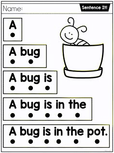 a bug is in the pot worksheet for kids to practice their spelling skills