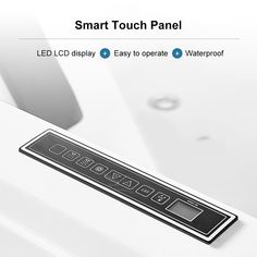 the smart touch panel is shown in black and white, with instructions on how to use it