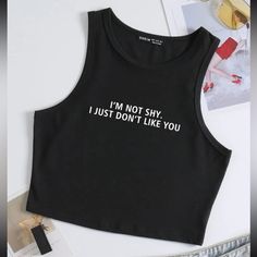 Brand New In Packaging! Oversized Tee Outfit, Graphic Crop Top, Summer Crop Tops, Plus Size Tank Tops, Cute Crop Tops, Shein Tops, Graphic Tees Women, Black Casual, Outfits Casuales