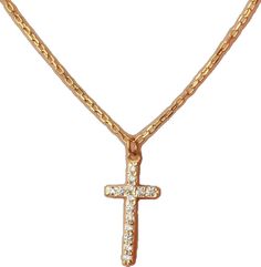 Elegant Charm Necklace With Cross Pendant And Delicate Chain, Elegant 14k Gold Cross Pendant Charm Necklace, Elegant Cross Pendant Necklace As Gift, Elegant Cross Pendant Necklace For Gift, Elegant Rose Gold Cross Jewelry, Delicate Rose Gold Cross Jewelry, Rose Gold Jewelry With Delicate Chain And Cross Pendant, Rose Gold Plated Cross Pendant, Elegant Rose Gold Charm Necklaces For Formal Occasions