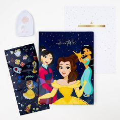 two disney princesses greeting cards with envelopes