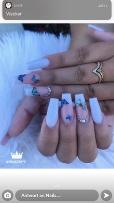 Diamond Nail Art, Butterfly Nails, Romantic Nails, Fantasy Nails, Vintage Nails, Lavender Nails, Blue Acrylic Nails, Really Cute Nails