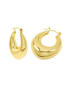 in stock Gold Plated Oval Huggie Earrings, Oval Gold-plated Polished Hoop Earrings, Oval Gold Plated Hoop Earrings With Polished Finish, Gold Plated Oval Hoop Earrings, Oval Hoop Earrings, Gold Earrings, Tops Designs, Gold Plate, In Store