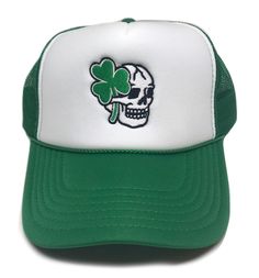 Celebrate the Irish and the legendary Lifestyle with this embroidered Traditional Shamrock Skull Snap Back Cap. Featuring our sleek Traditional Skull logo tattoo in white, this St. Patrick's inspired hat is the perfect accessory for the tattoo lover. Especially since it features White and Green colors to seamlessly blend in your vivid tattoos and festive Irish tattoo apparel. Love the Traditional Shamrock Skull art illustration? Then check our other Celtic style hats! Fabric: 100% cotton Feature Vivid Tattoos, Tattoo Apparel, Irish Tattoo, Traditional Skull, Snap Back Hats, Irish Tattoos, Snap Back Cap, Skull Logo, Celtic Style