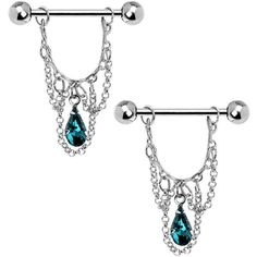 Blue Zircon Teardrop Chain Dangle Nipple Ring Set Clothing Reference, Body Jewelry Piercing, Baby Jewelry, Navel Rings, Body Piercing Jewelry, Blue Zircon, Belly Rings, Body Mods, Earrings Dangle