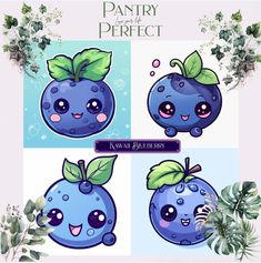 the blueberries are cute and have green leaves on them