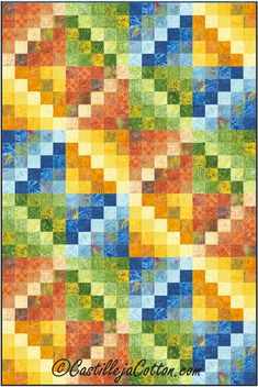 a colorful quilt with many squares on it