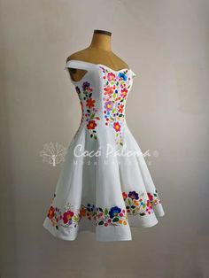 White Mexican Dresses For Women, Mexican Style Dresses Party, Mexican White Dress, Mexican Dresses Modern, Gown For Reception, Mexican Dresses For Women, White Mexican Dress, Mexican Party Dress