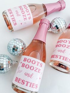 two bottles of booze and some disco balls