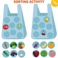 an image of sorting activity with fruits and vegetables