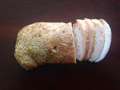 a piece of bread that has been cut in half