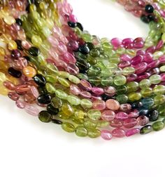 100% Natural Multi Tourmaline Gemstone Oval Beads | Gemstone Tourmaline Smooth Oval Nuggets |Tourmaline Necklace Size - 4x5 - 4x7 MM Approx. TOP QUALITY TOURMALINE Nuggets SIZE - 4x5 - 4x7 MM Approx. Natural Watermelon Tourmaline Length - 14 Inch Contact for bulk Quarries Oval Tourmaline Natural Gemstones, Oval Tourmaline Gemstones, Tourmaline Earrings, Oval Beads, Tourmaline Necklace, Tourmaline Beads, Watermelon Tourmaline, Necklace Size, Tourmaline Gemstone