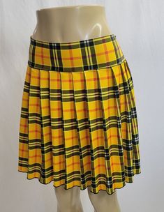 "JUNIOR to PLUS SIZE \"Honey\" PLAID LONG SKIRT 18\"-20\" LONG. (Honey) TO ENSURE YOU ORDER THE CORRECT SIZE SKIRT, PLEASE READ THIS  CAREFULLY; THEN MATCH IT WITH SIZES. ALL OUR SKIRTS ARE ALWAYS MADE WITH A 3\" LONG WAITSBAND + THE LEGNTH OF THE SKIRT. OUR SKIRTS ARE ALL MADE TO ORDER AND THE LENGTH MAY SLIGHTLY CHANGE A FEW CENTIMETERS, BUT WE TRY TO BE AS ACCURATE AS POSSIBLE.  BELOW IF THE FINAL LENGTH OF THE SKIRT. *XSMALL - Waistband measures 28\" around when fully closed. Skirt is 18\" l Plaid Long Skirt, Long Plaid Skirt, Plus Size Plaid, Running Skirts, Tartan Skirt, Athletic Skirt, Yellow Skirt, Micro Mini Skirt, Golf Skirts