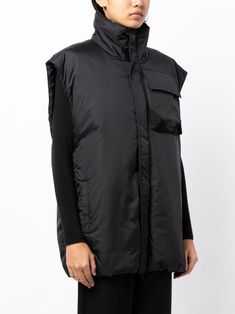 Y's multi-pocket Padded Gilet - Farfetch Pad Design, Funnel Neck, Press Studs, Welt Pockets, Funnel, Flap Pocket, Fashion Branding, Luxury Fashion, How To Wear