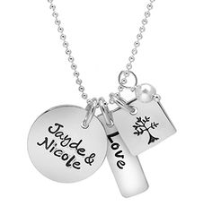 Wear your Story! We love this mixture of charms, keeping your special names and dates with you all the time. All stamped in our Fancy Script font. Fancy Script Font, Girl D, Necklace Charm, Awareness Ribbons