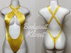 Welcome to my shop Let's Make Money Together 💕 DETAILS  * Handmade Item  * Materials: Nylon, Spandex * Crossover Bodysuit  * Never used  DESCRIPTION  * Thong Bodysuit  * Gold Shiny Spandex * 4 way stretch Fabric  * Mannequin is wearing XS/SMALL (may choose sizing at checkout)   SHIPPING  My current shipping turnaround is really quick 1 to 2 days  RETURNS & EXCHANGES  No refunds or exchanges if you have any issues with your purchase please feel free to reach me personally. I can accommodate on y Fabric Mannequin, Gold Bodysuit, Club Attire, 4 Way Stretch Fabric, Rave Outfits, Womens Bodysuit, Catsuit, Dance Wear, Crossover