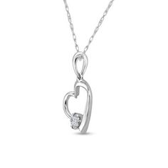 Reveal your romantic side with the playful look of this sweet multi-diamond tilted heart pendant in sterling silver. | Diamaison 0.05CTW Diamond Sterling Silver White Pendant Heart Pendant, Sterling Silver, Pendant, Silver, White, Quick Saves