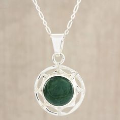 This design takes its inspiration from the Maya sun god Kinich Ahau Pablo Castellanos confides. Masterfully handcrafted in sterling silver the necklace features green Guatemalan jade Jade Pendant Necklace, Sun God, Jade Necklace, Figaro Chains, Jade Jewelry, Jade Pendant, Green Jade, Modern Pendant, Jade Green